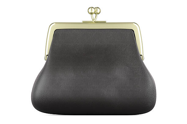 istock Coin purse, black leather. 3D rendering 2242322243