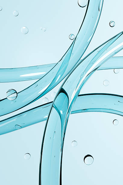 istock Abstract composition of transparent blue liquid tubes and air bubbles on a light background. Modern medical or cosmetic concept symbolizing purity, hydration, and fluid connection. 2242326392