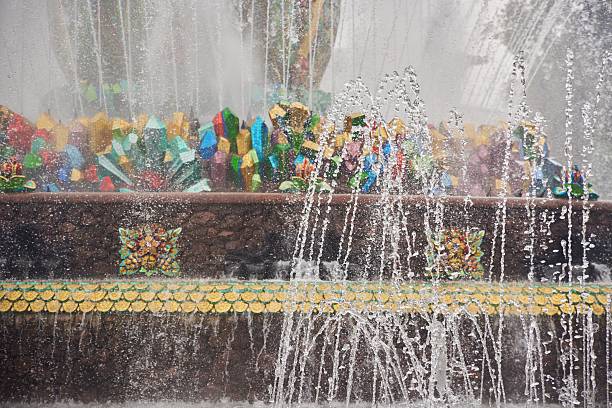 Moscow, Russia. - June 14, 2025: Stone Flower Fountain at VDNH
