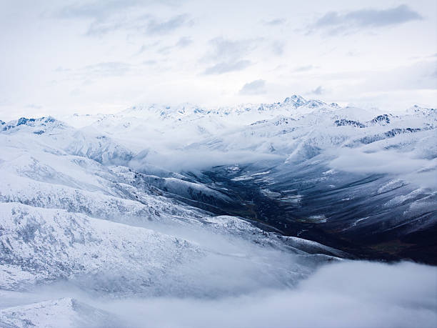 Natural scenery of snow capped mountains
