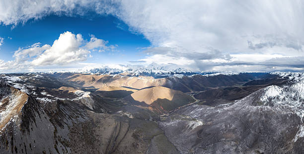 Natural scenery of snow capped mountains