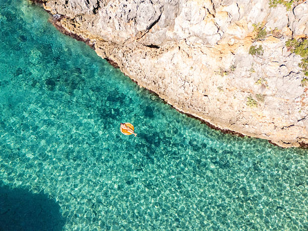 istock Distant Woman Relaxing in Clear Water 2242330102