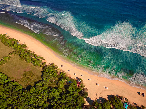 istock Aerial view Bali, Indonesia, Indian Ocean coastline, wave water surface 2242333035
