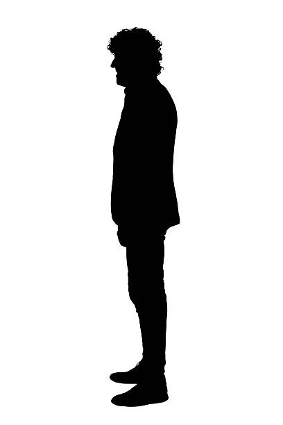 istock silhouette of side view of a man dressed in jacket standing on white background 2242336640