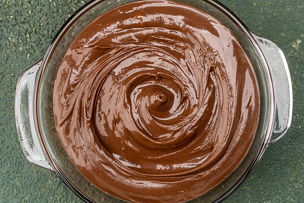istock Cream chocolate in a bowl on a vintage background 2242338347