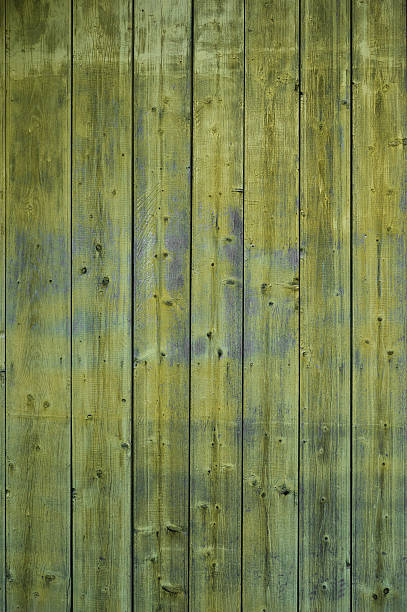 Old green boards with shabby paint.