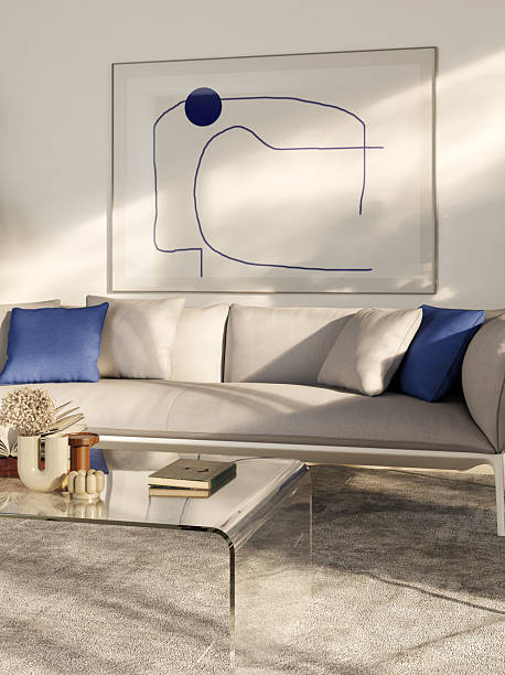 istock Large luxury modern bright interiors Living room mockup illustration 3D rendering image 2242344635