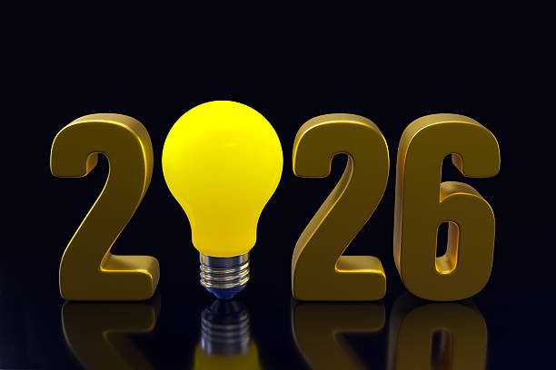istock 2026 golden year number with glowing light bulb replacing zero 2242345223