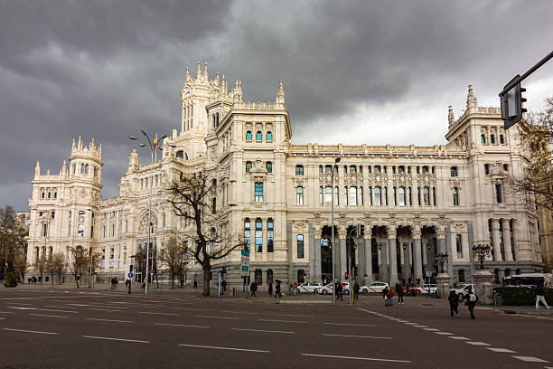Madrid, Spain - 24 March 2025: Cybele palace on Cibeles square in Madrid