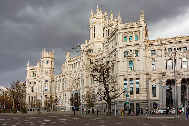 Madrid, Spain - 24 March 2025: Cybele palace on Cibeles square in Madrid