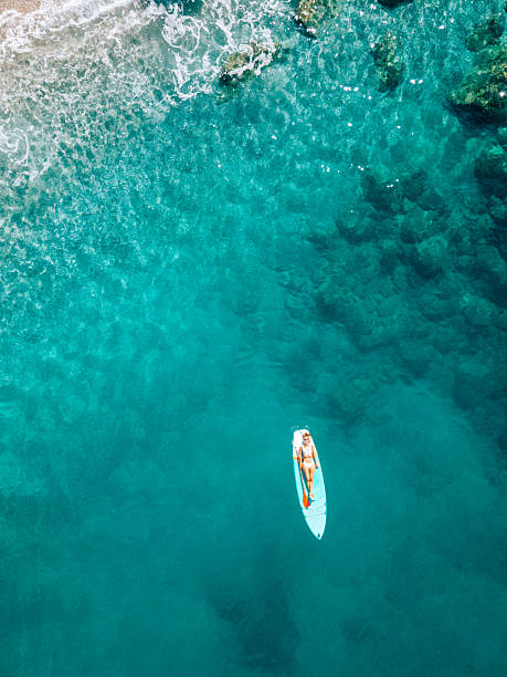 istock Woman Paddleboarding on Clear Blue Ocean Water 2242356661
