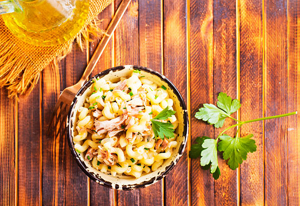 pasta with chicken and onion in bowl