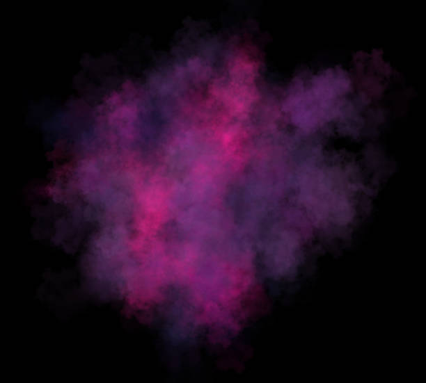 istock Realistic purple and pink smoke cloud with soft gradients and transparent background for commercial and digital projects.. On a black background 2242358429