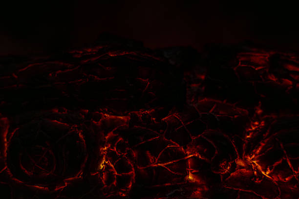 Abstract Macro of Red-Hot Embers, Artistic Fire Texture