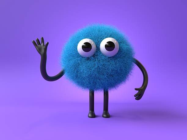 istock Fluffy, cute monster waving 2242380041