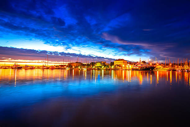 istock Zadar, Croatia. Luxury yachts harbor at sunset hour view 2242383487