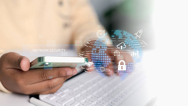 istock Network Security and Data Protection Concept with Smartphone and Digital Icons 2242385716
