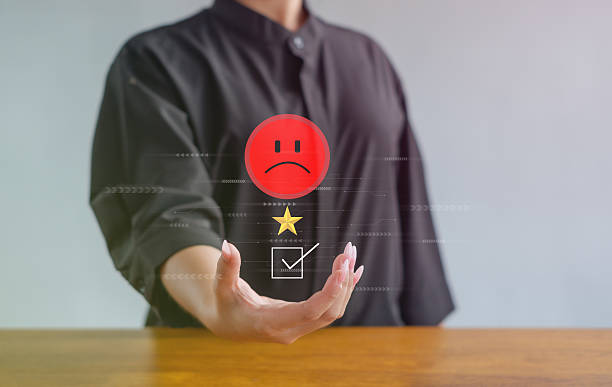 istock Unhappy Businessman Client with Sadness Emotion Face on virtual screen, Bad review, Customer Experience dissatisfied Concept. 2242386921