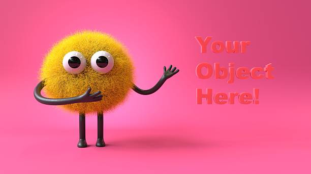 istock Fluffy, cute monster presents a space for 