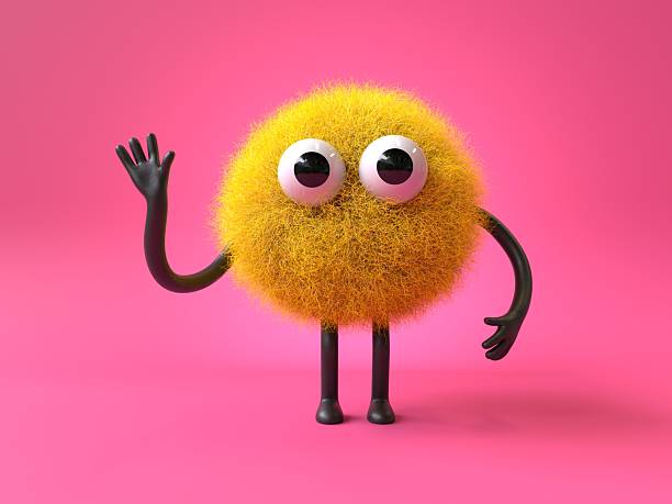 istock Fluffy, cute monster waving 2242388283