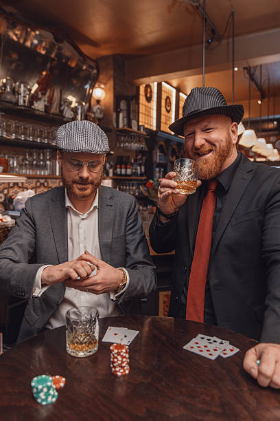 istock Two redhead mafia gangsters in a public bar 2242395457