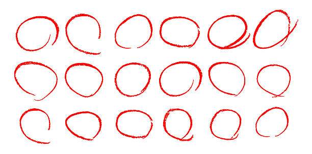 istock Round crayon pencil line drawn by hand. Doodle brush and marker stroke with pastel color texture. Circular sketch element for kid design. Chalk scribble circle frame and wax outline icon on paper. 2242399348