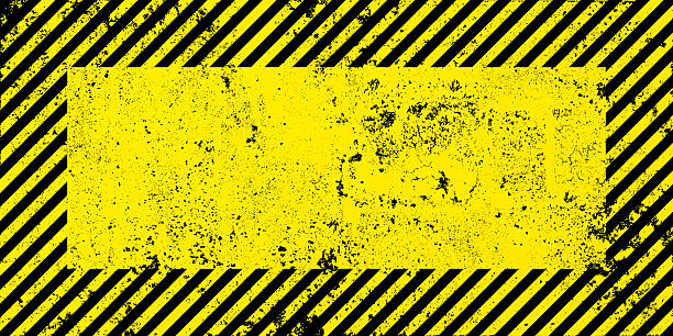 istock Warning sign with yellow and black diagonal lines. Attention, danger or caution symbol. Construction site signage, road safety notice, hazard banner, security alert shield. Vector illustration 2242403236