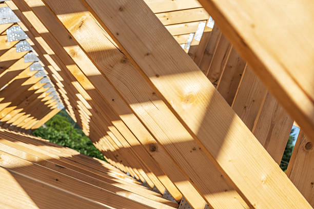 istock Unique Wooden Structure Showcasing Creative Architectural Design in Sunlight 2242406791