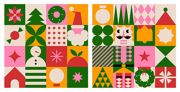 istock Geometric Christmas and New Year Advent Calendar. Minimal Abstract Backgrounds with Simple Shapes and Festive Colors. Modern Holiday Vector Design for Cards, Posters, and Web Projects. 2242412015