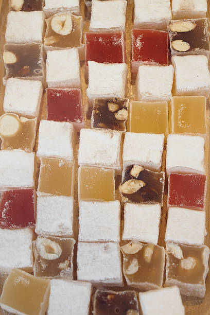 istock Colorful assortment of traditional sweets in a display 2242413283