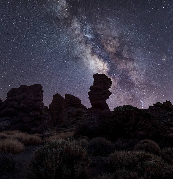 istock Milky Way Galaxy over Volcanic Rock Formations at Night in a Clear Starry Sky 2242416207