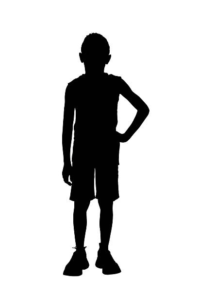 istock silhouette of a front view of a boy standing on white background 2242420617