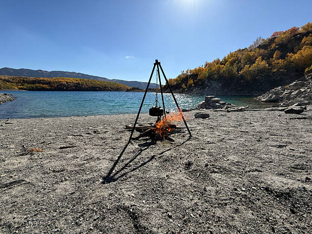 Man enjoying camping