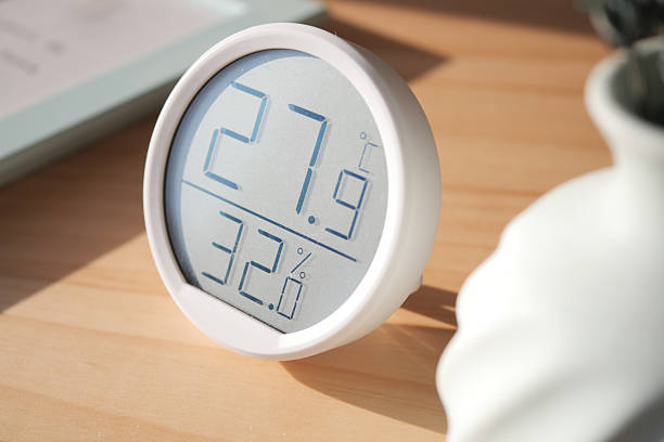 istock Indoor digital thermometer shows temp and humidity 2242429142