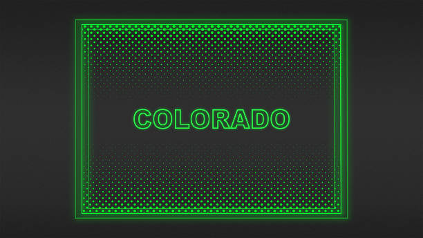 istock Neon Green Colorado Map Outline Futuristic Digital Glow Halftone Illustration 2242433817