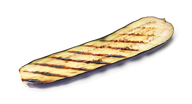 istock Slice of grilled eggplant isolated on white 2242437001