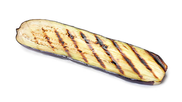 istock Slice of grilled eggplant isolated on white 2242437003