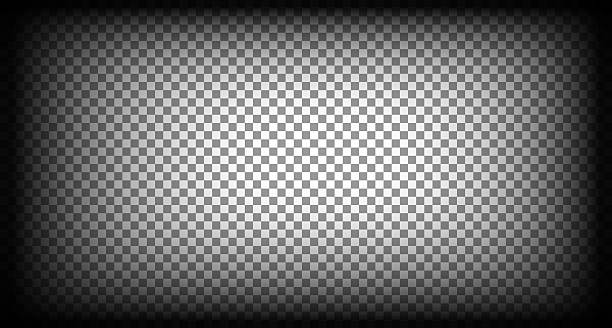 Black vignette border. Vector overlay effect. Faded gradient shadow isolated on transparent background vignette stock illustrations