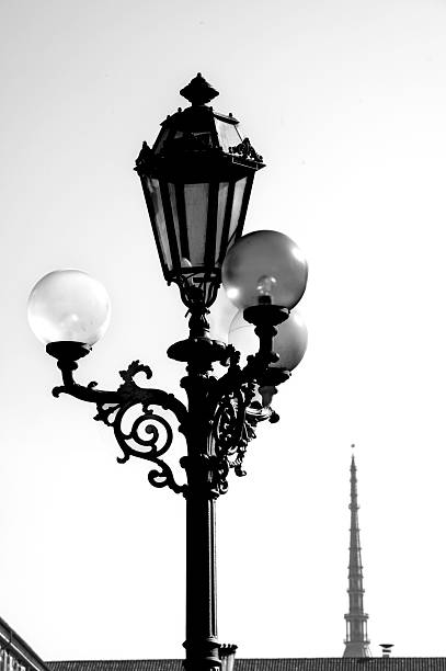 Streetlight in Turin in Black and White
