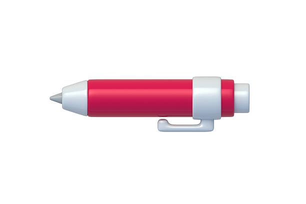 Ballpoint pen isolated on white background. Office supplies. Top view.  3d render
