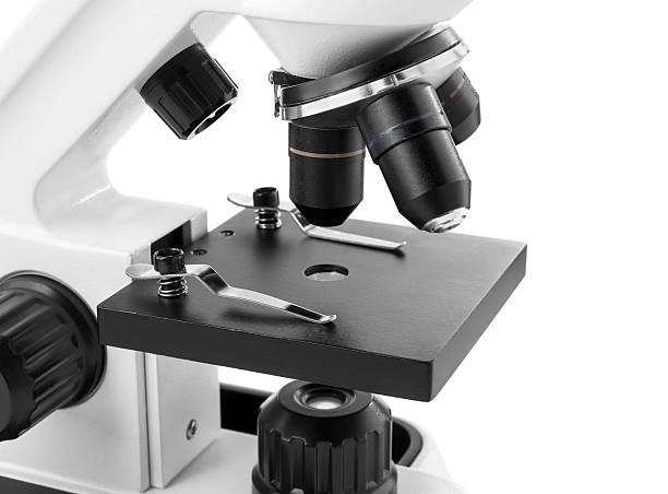 istock Modern microscope isolated on white. Medical equipment 2242467823