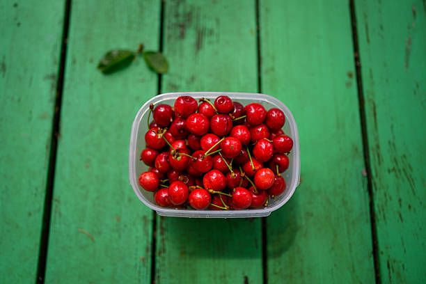 a bowl of fresh cherries on table