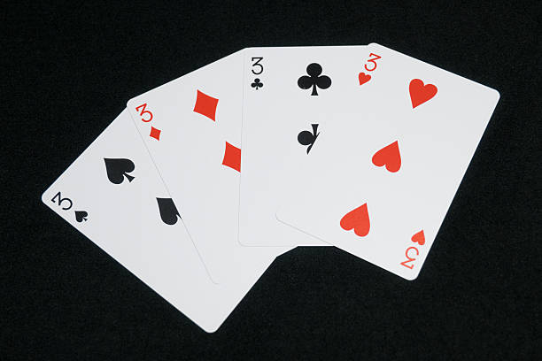 istock Four 3s of Playing Cards 2242473300