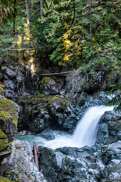 istock Waterfall cascading into a rocky pool in Squamish Canyon 2242479530