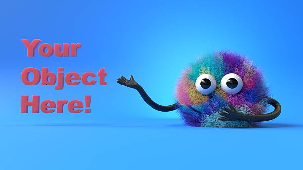 istock Fluffy, cute monster presents a space for 