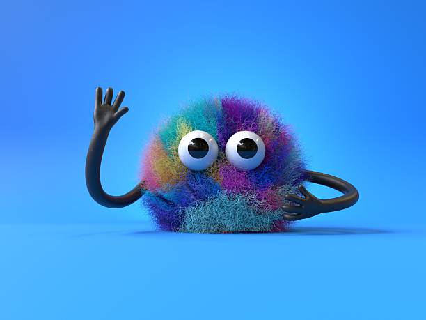 istock Fluffy, cute monster waving 2242481656