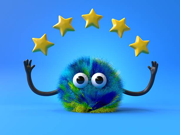 istock Fluffy, cute monster with five stars 2242485935