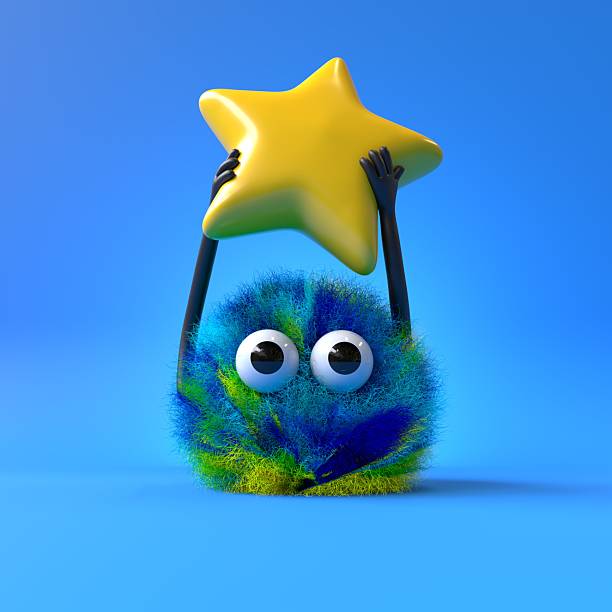 istock Fluffy, cute monster holding a star 2242485947