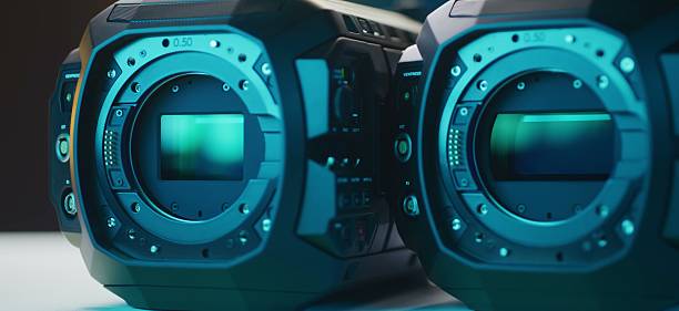 istock Professional cameras exhibit intricate lens mounts with glowing. 2242486183