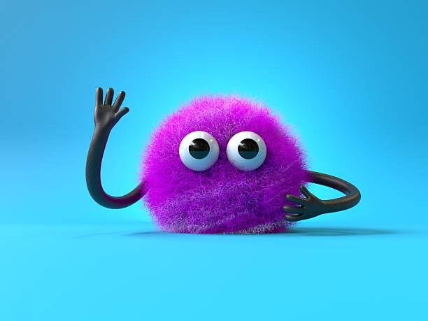 istock Fluffy, cute monster waving 2242487210